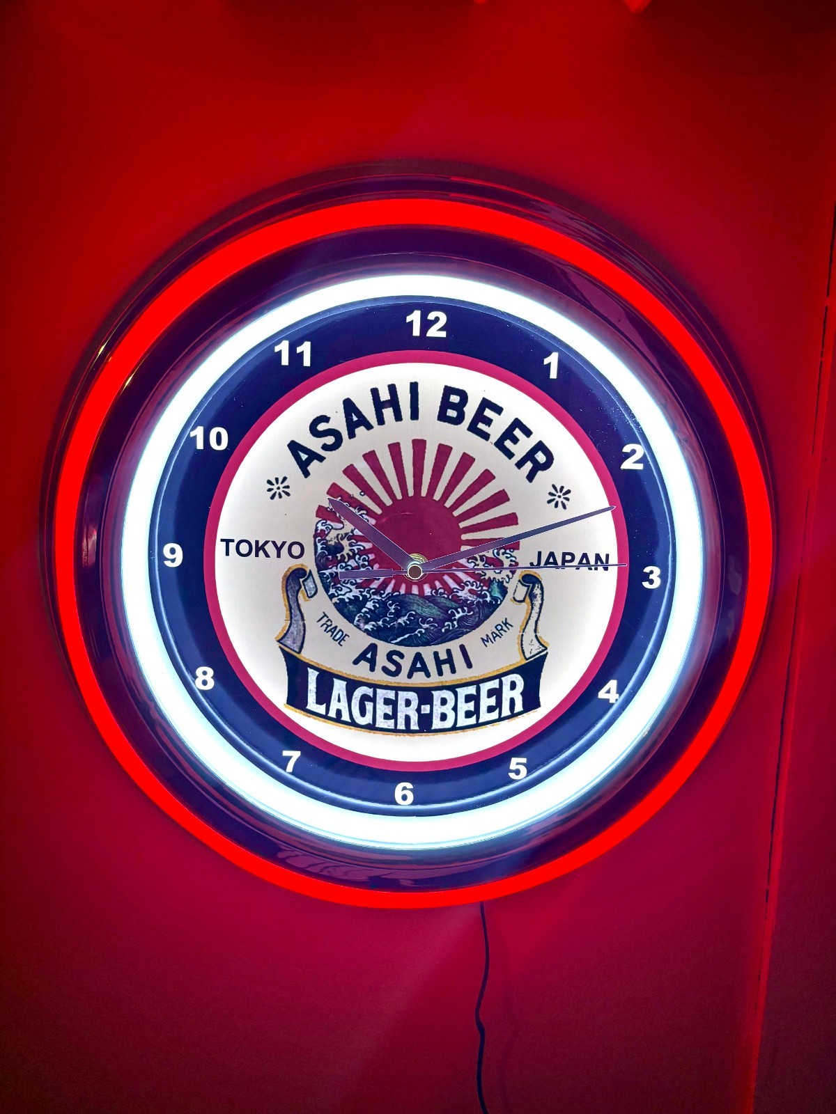Asahi Lager Beer Tokyo Japan Restaurant Bar RED Neon Style Retro LED Clock Sign
