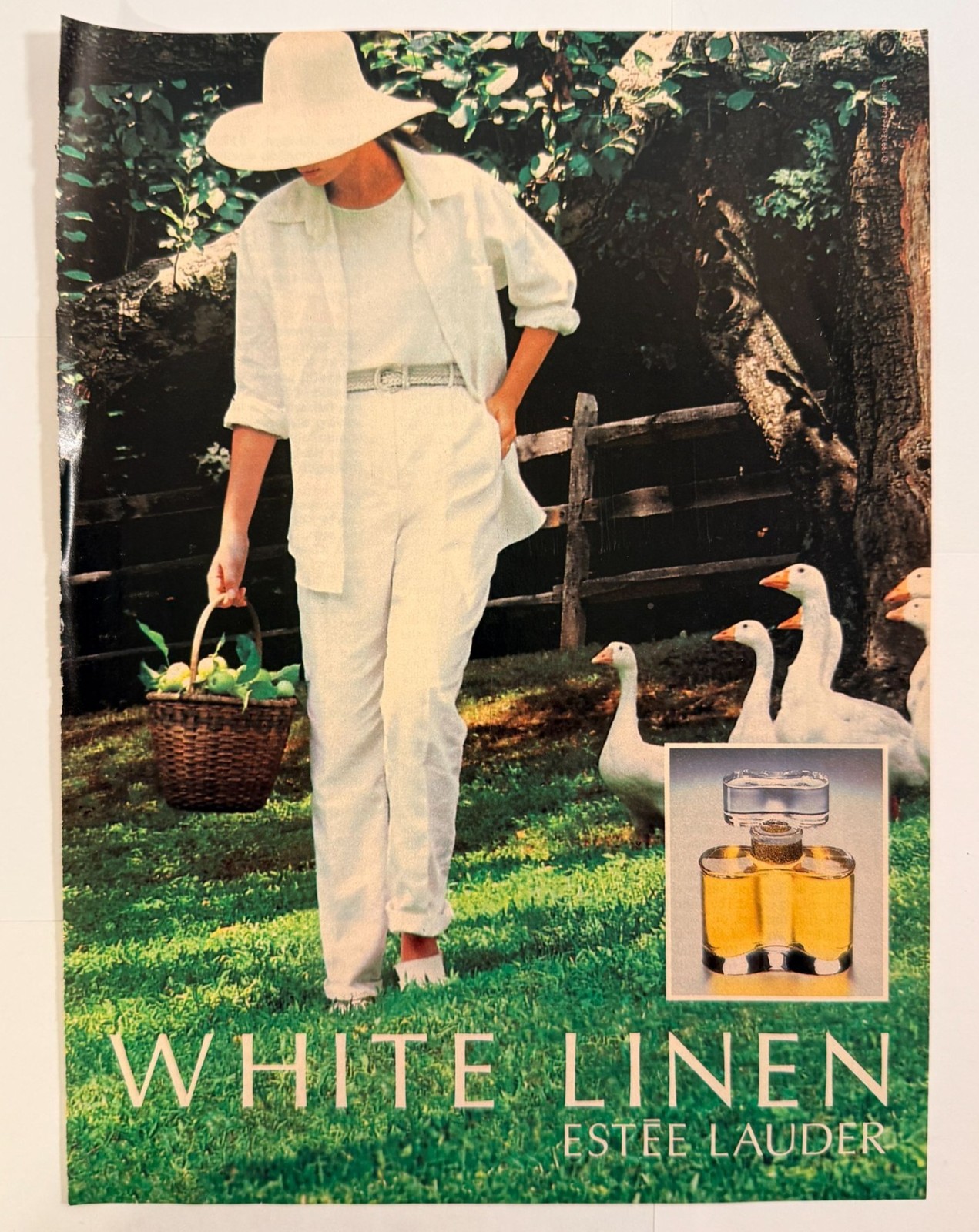 Vtg 1998 Paulina Porizkova White Linen Estee Lauder Magazine Advertisement Print