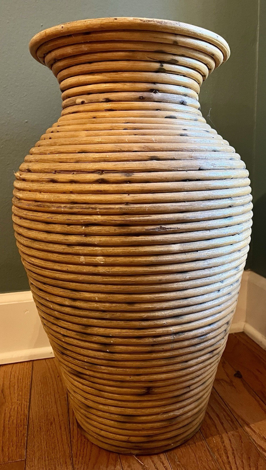 MCM Vintage Crespi Style Italian Rattan Pencil Reed Floor Vase🏺Bohemian Chic MCM Vintage Crespi Style Italian Rattan Pencil Reed Floor Vase🏺Bohemian Chic