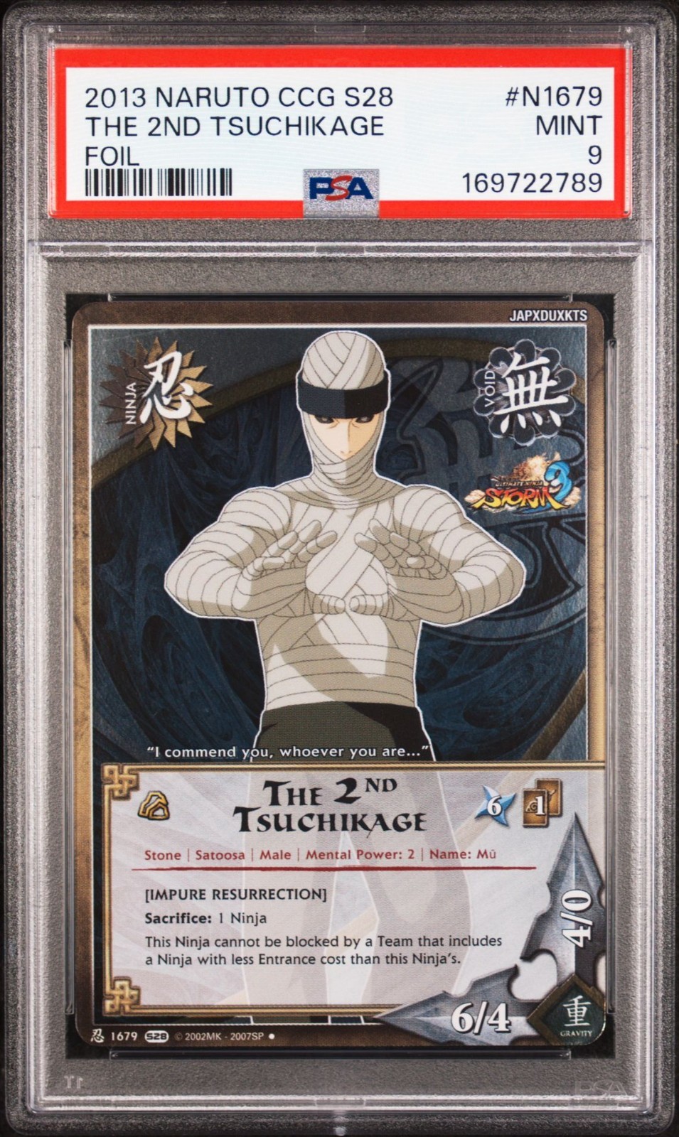 2013 NARUTO CCG SERIES 28: ULTIMATE NINJA STORM 3 N1679 THE 2ND TSUCHIKAGE PSA 9