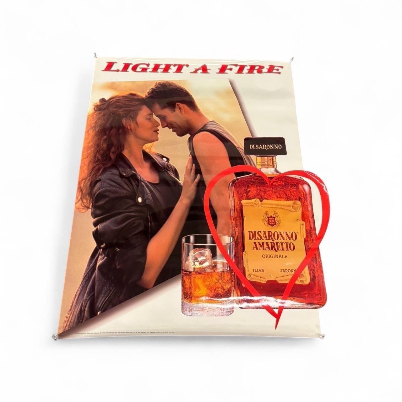 Vintage 1999 Disaronno Amaretto Light A Fire whiskey poster