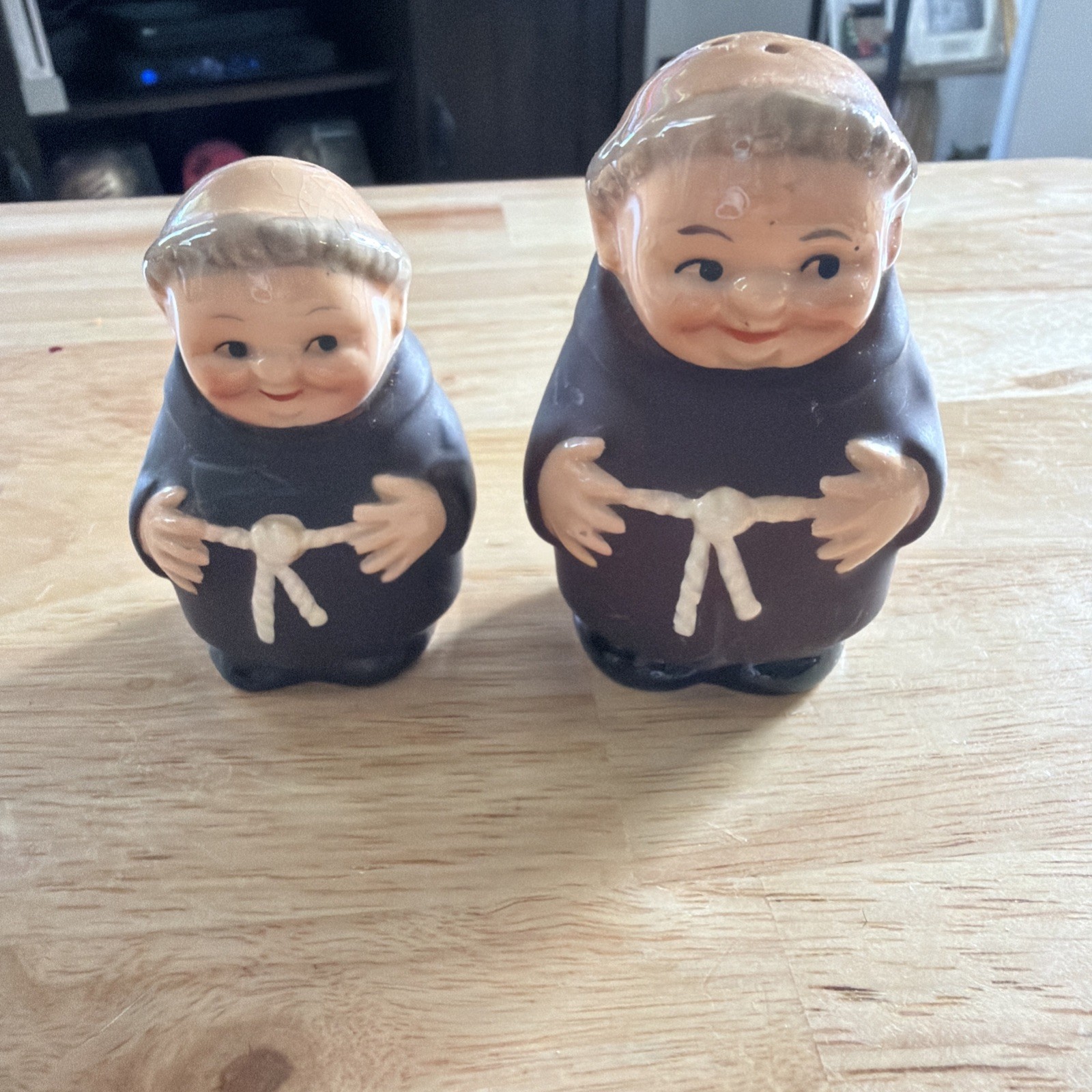 VTG Goebel Friar Tuck Monk Salt Pepper Shaker Set  W. Germany Hummel Signed