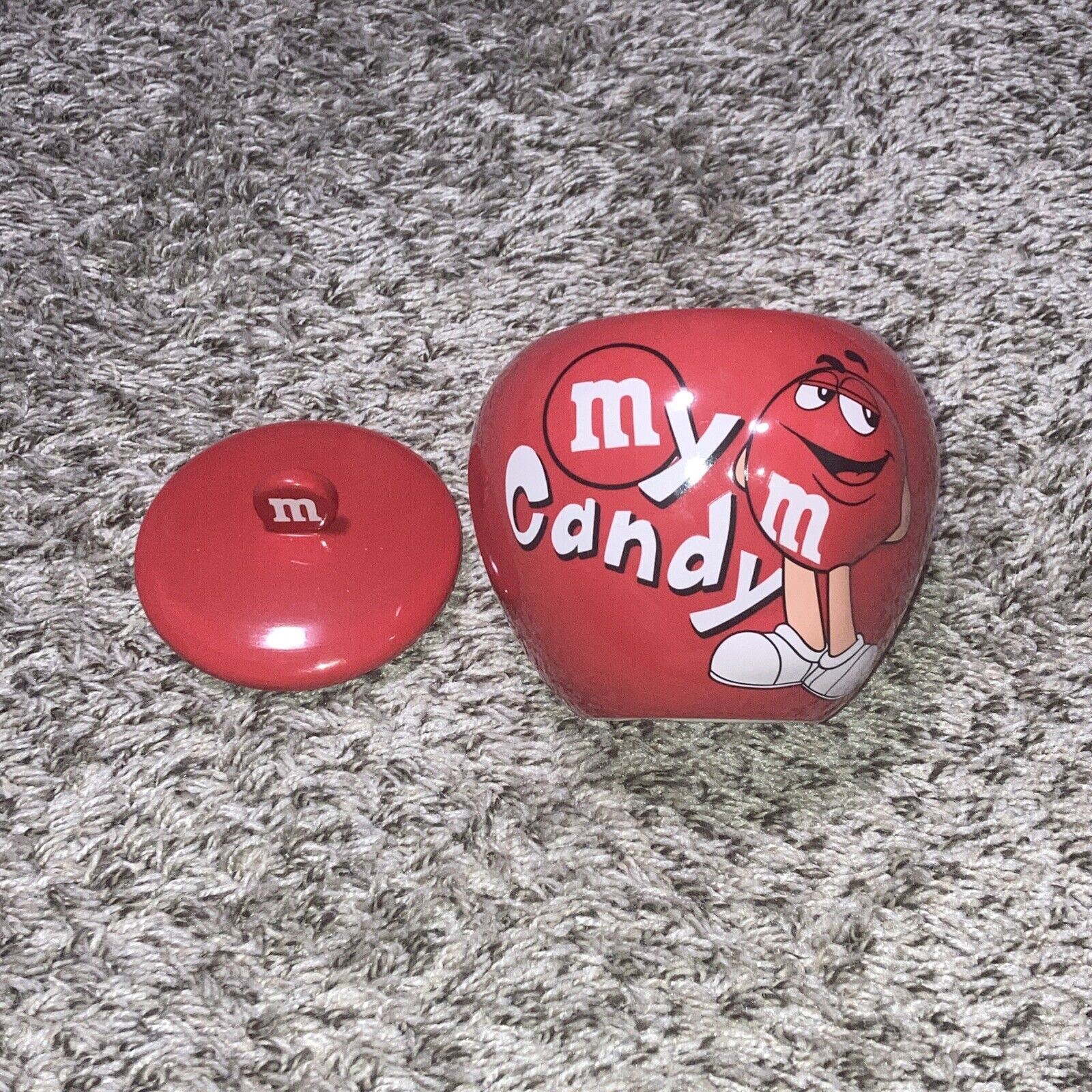 M&M Candy Dish Red M&M My Candy With Lid 5.5\