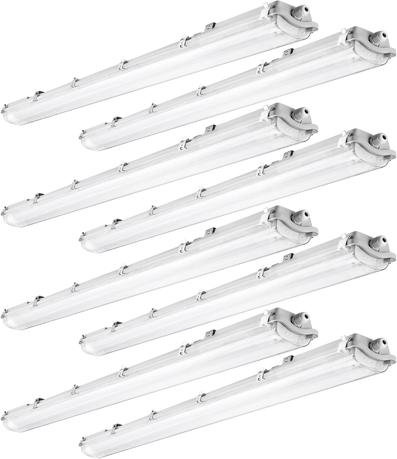 4Ft LED Vapor Tight Light Fixtures, 48W, 4200LM, 6500K Bright White, Clear Cover
