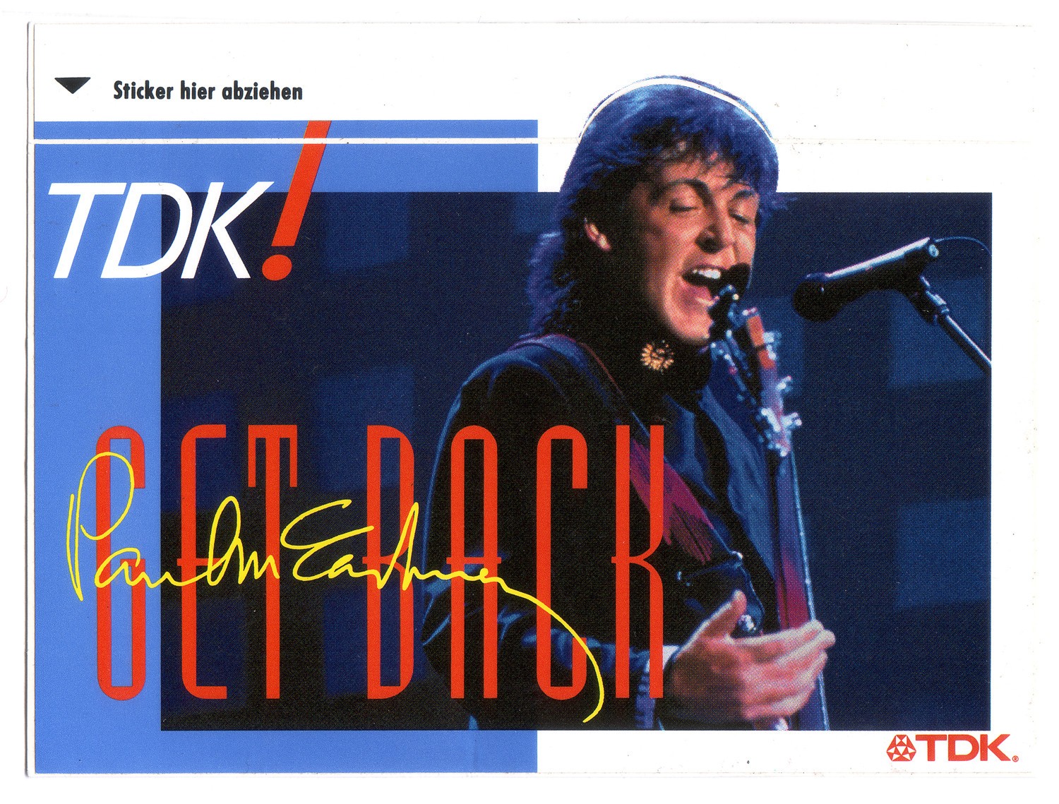TDK PROMOTIONAL STICKERS - PAUL MC CARTNEY - GET BACK DECAL