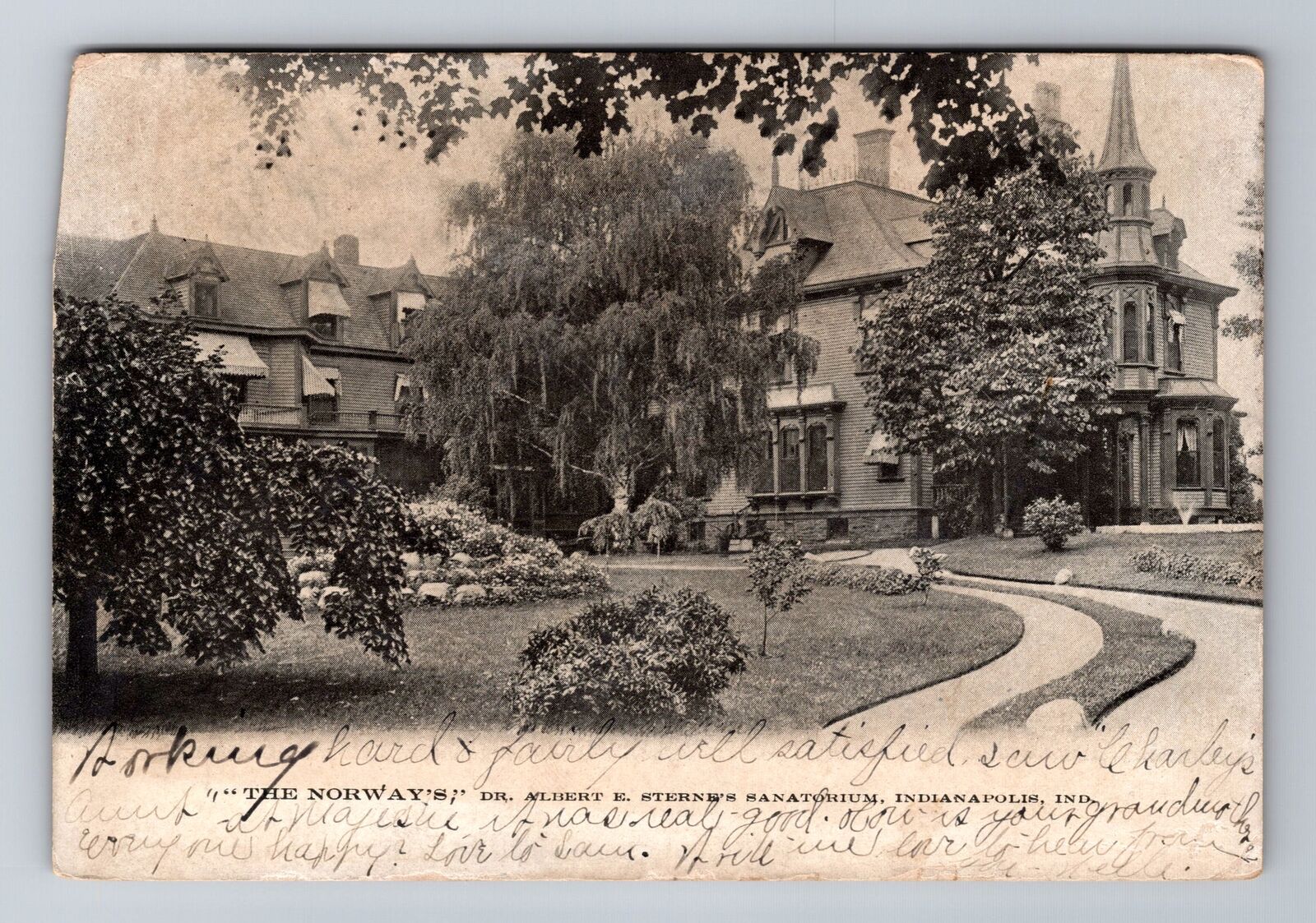 Indianapolis IN-Indiana The Norways, Sterne's Sanatorium, Vintage c1909 Postcard