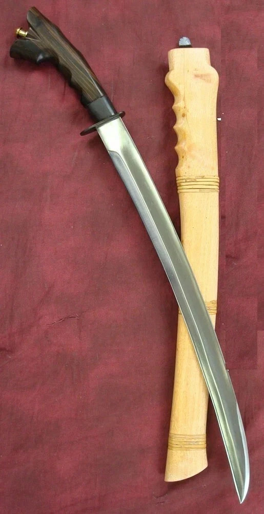 Custom Handmade Carbon Steel Filipino Ginunting Sword With Leather Sheath