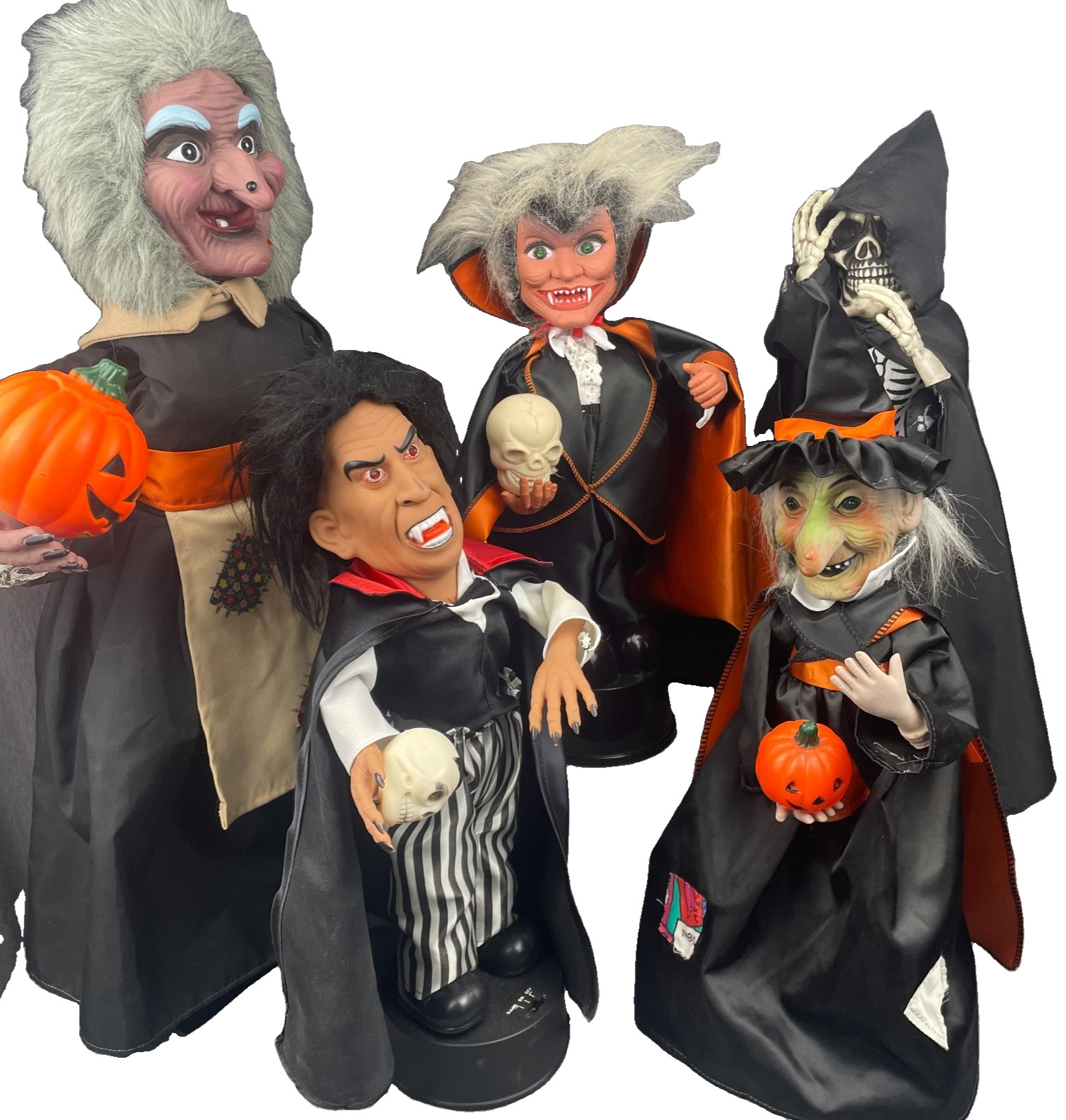Vintage Halloween Animated Motionette Lot of 5 Telco Rennoc Witch Vampire Reaper