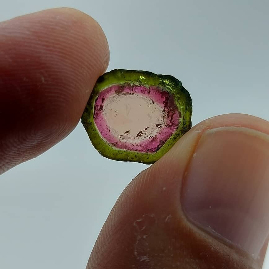 8-Carats Polished Watermelon Tourmaline Slice from Brazil