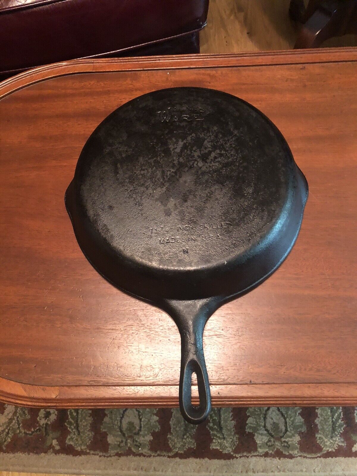 Vintage  Marked Wagner Ware No. 10  Cast Iron Skillet - 11 3/4”  USA Sits Flat.