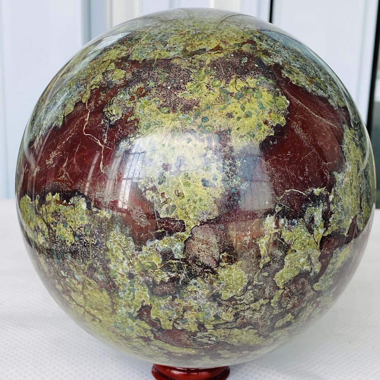 Natural dragon blood stone quartz sphere crystal ball reiki healing 5060G