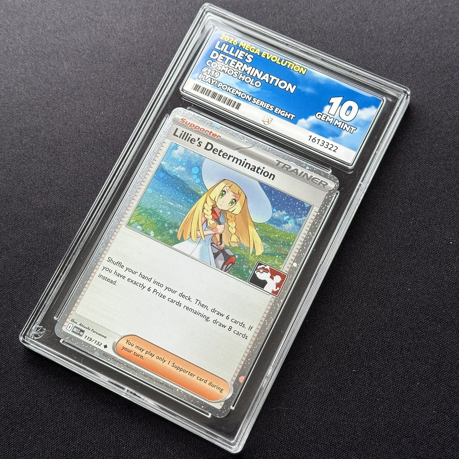 Pokémon Card: Lillie\'s Determination 119/132 - ACE GEM MINT 10 Cosmos Holo Play Pokémon Card: Lillie\'s Determination 119/132 - ACE GEM MINT 10 Cosmos Holo Play