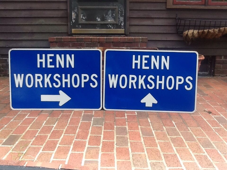 2 Vintage Henn Factory 2\' X 3\' Metal Signs Purchased From Closed Plant ( 2008 )