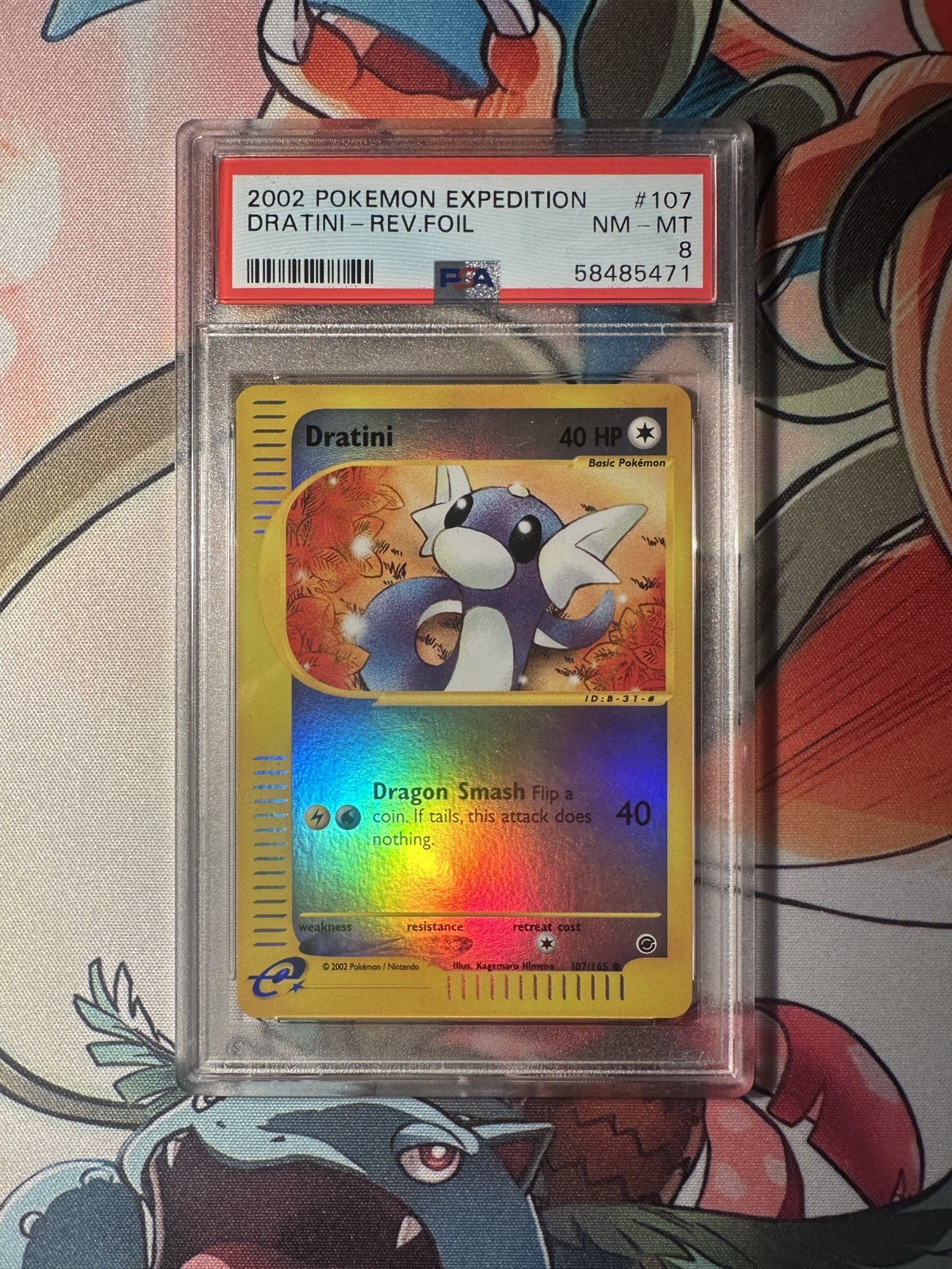 PSA 8 Dratini 107/165 Reverse Foil Expedition E Series 2002 Pokemon Card POP 51