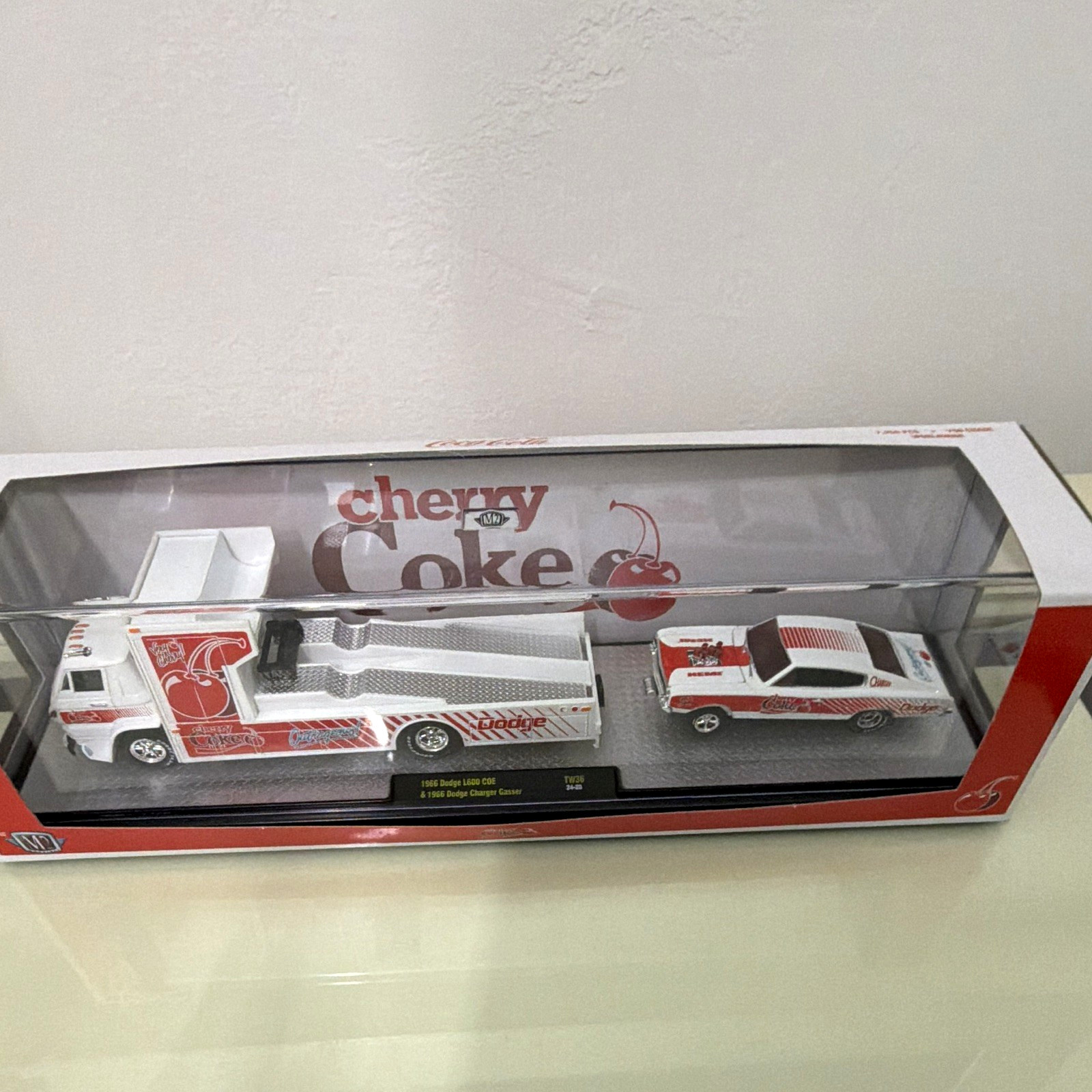 Coca-Cola Cherry Coke 1966 Dodge L600 COE Truck & 1966 Charger Diecast Set