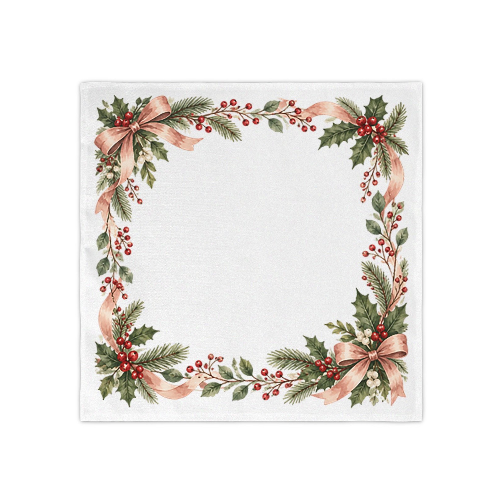 Vintage Christmas Holly Berry Cloth Napkins Set of 4 Pink Bow Table Decor Vintage Christmas Holly Berry Cloth Napkins Set of 4 Pink Bow Table Decor