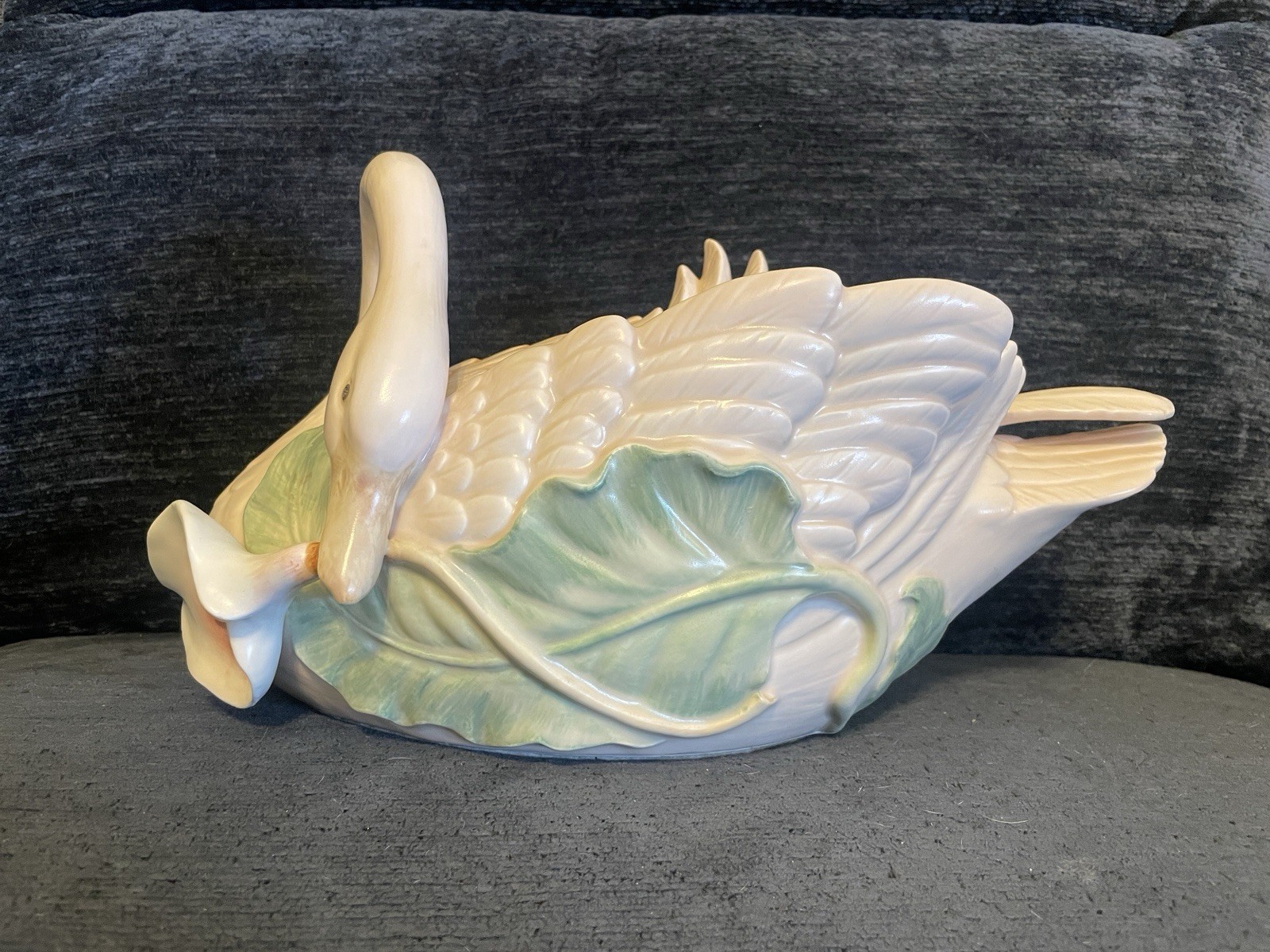 Vintage Fitz & Floyd Swan And Lily Soup Tureen w/ Feather Ladle 1987 - RETIRED