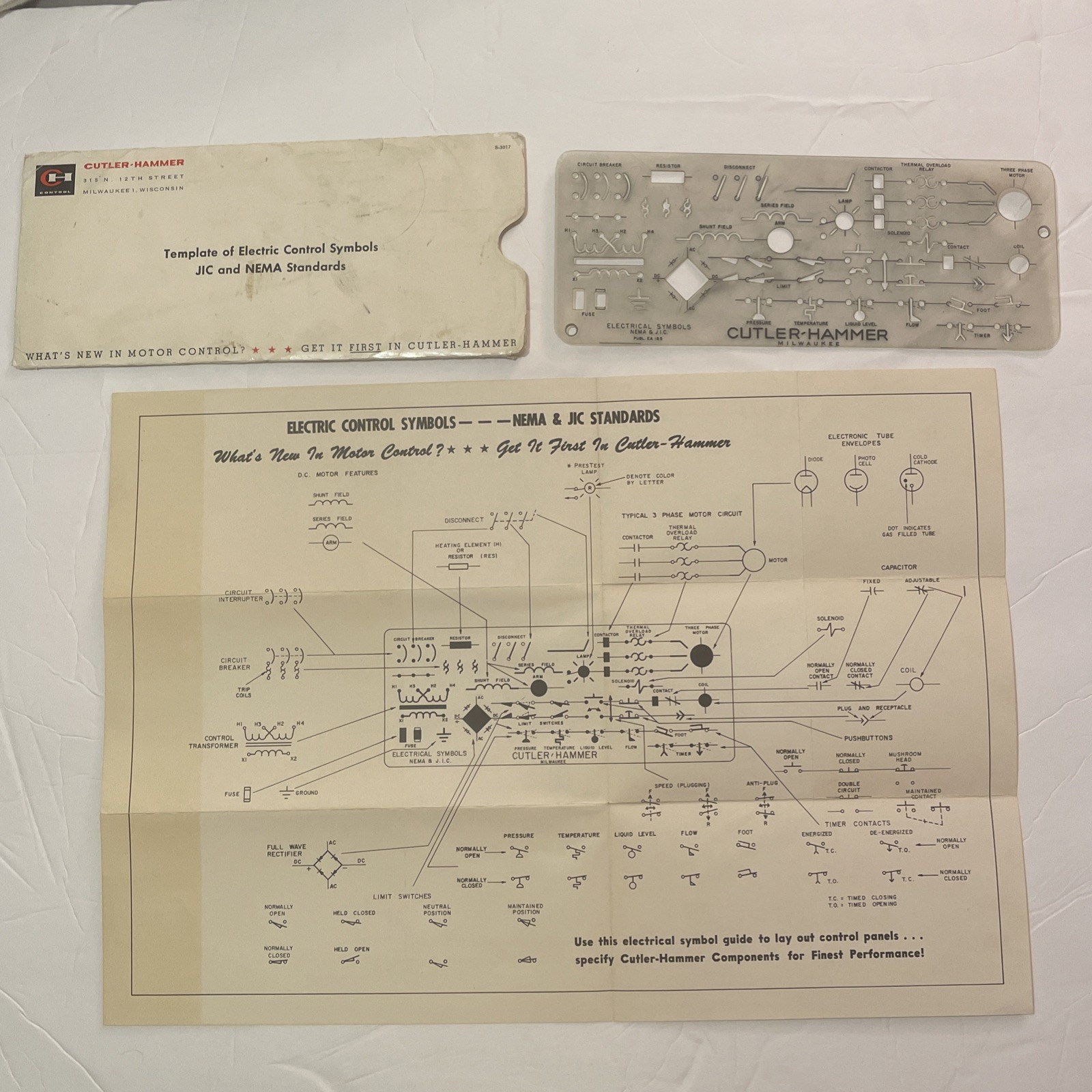 vtg Cutler Hammer Template of Electric Control Symbols JIC and NEMA standards vtg Cutler Hammer Template of Electric Control Symbols JIC and NEMA standards
