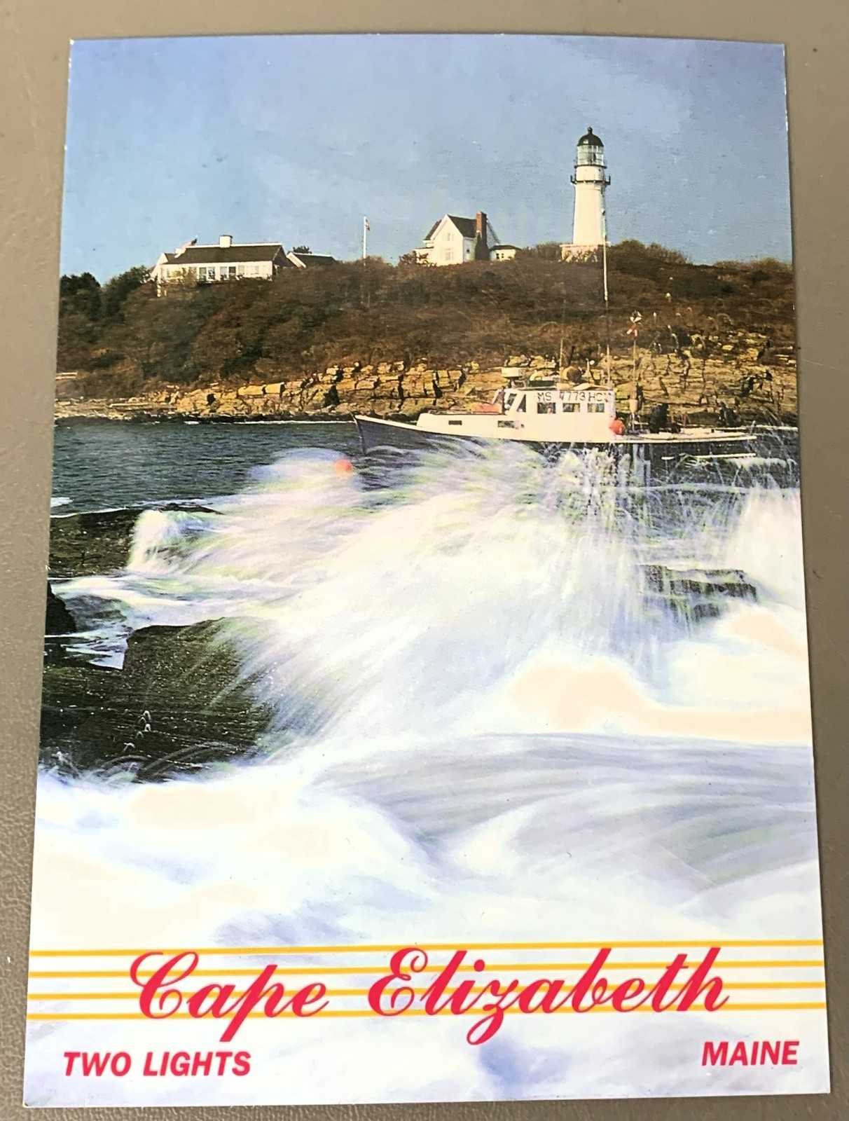 T1615   CAPE ELIZABETH,  ME.     POSTCARD,    TWO LIGHTS  LIGHT HOUSE