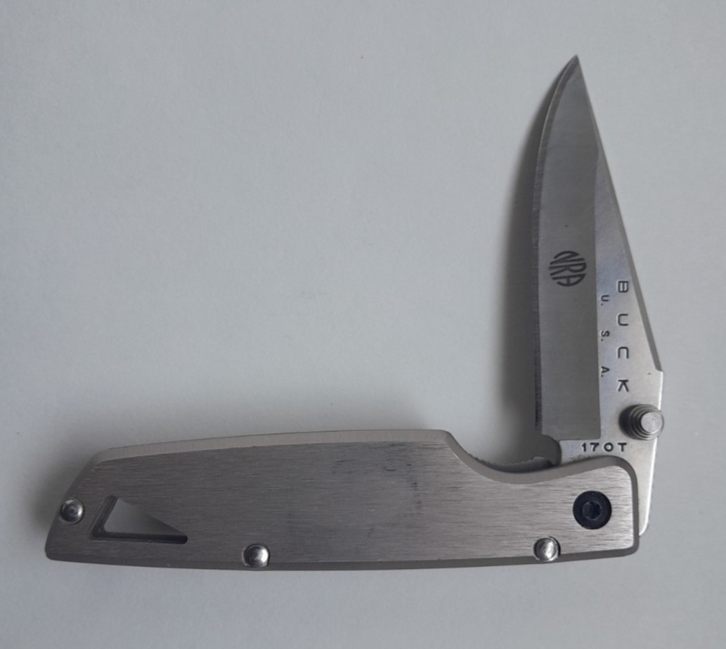 Vintage Buck Pocket Knife NRA 170 T Made in USA Folding Knife Lockback with Clip