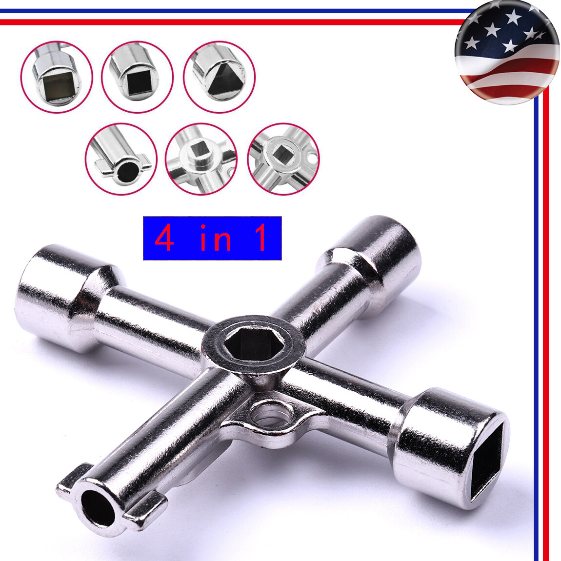 4-in-1 Cross Key Wrench for Electric Control Cabinet and Elevator, Triangle Key 4-in-1 Cross Key Wrench for Electric Control Cabinet and Elevator, Triangle Key
