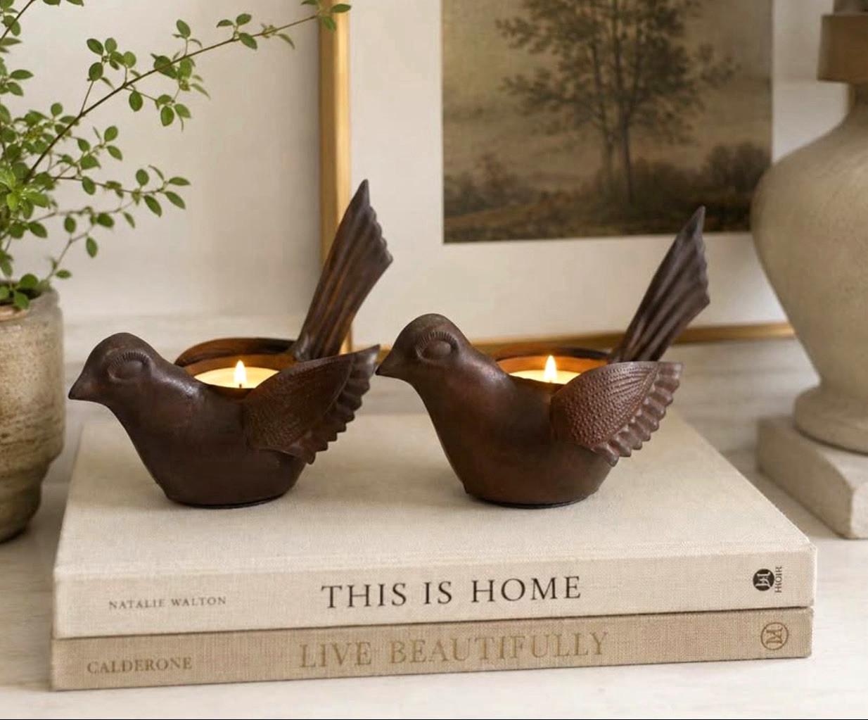 Pottery Barn Metal Bird Tea Light Candle Holders – Set of 2