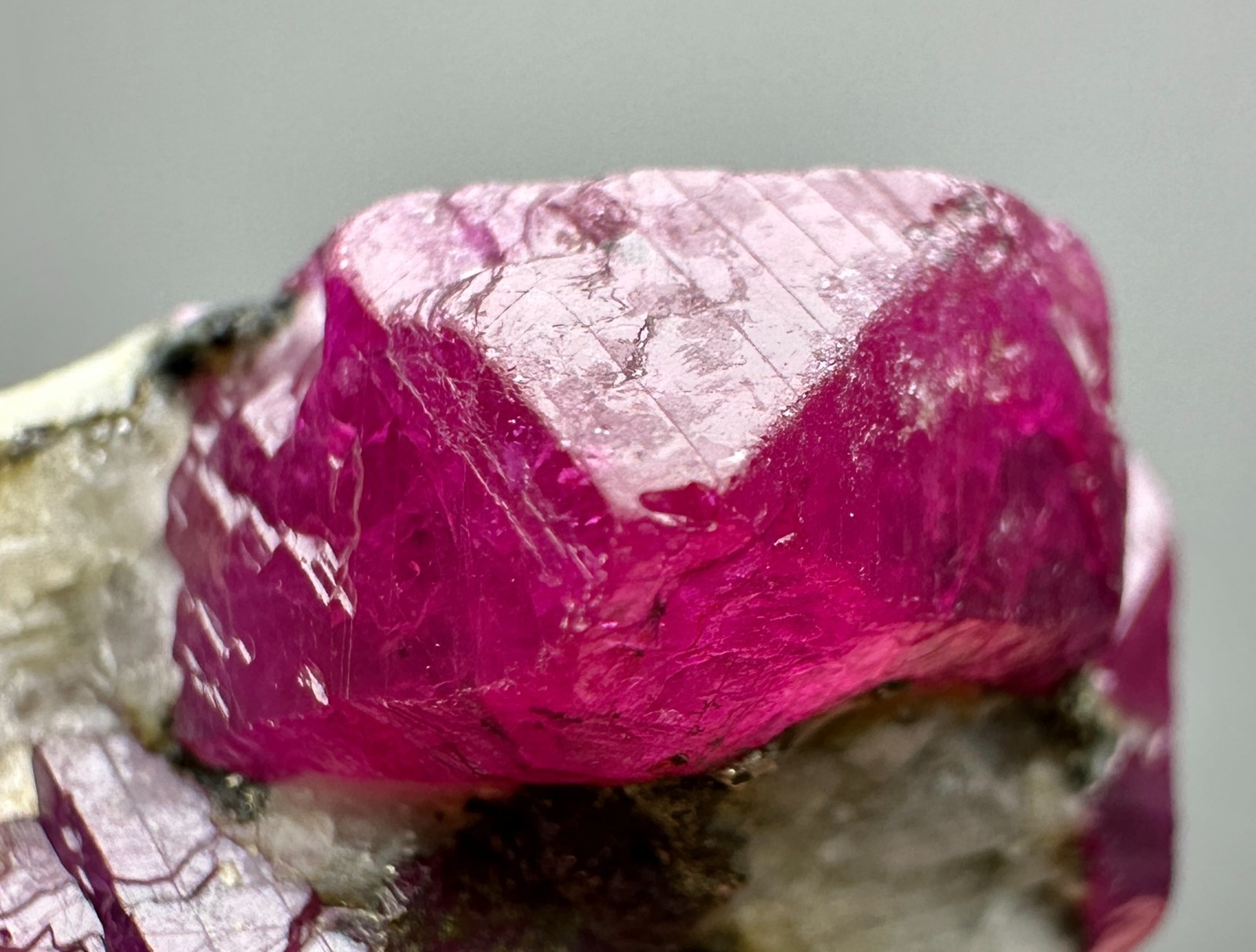 57 Ct EXTRAORDINARY  Full Terminated Top Ruby Pyramid Shape Crystal On Matrix