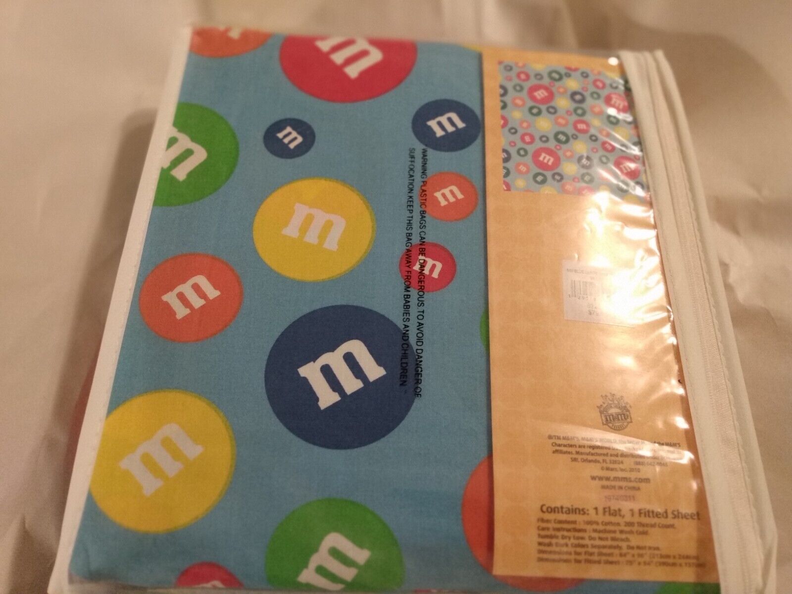 Rare M&M\'s Candy FULL Size Sheets Set 1 Flat & 1 Fitted Sheet RARE 2 PCs.