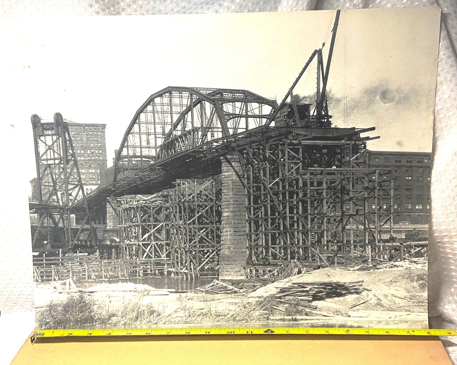 VINTAGE RARE 1916 PHOTO VIADUCT SUSPENSION BRIDGE CONSTRUCTION LOCATION UNKNOWN VINTAGE RARE 1916 PHOTO VIADUCT SUSPENSION BRIDGE CONSTRUCTION LOCATION UNKNOWN