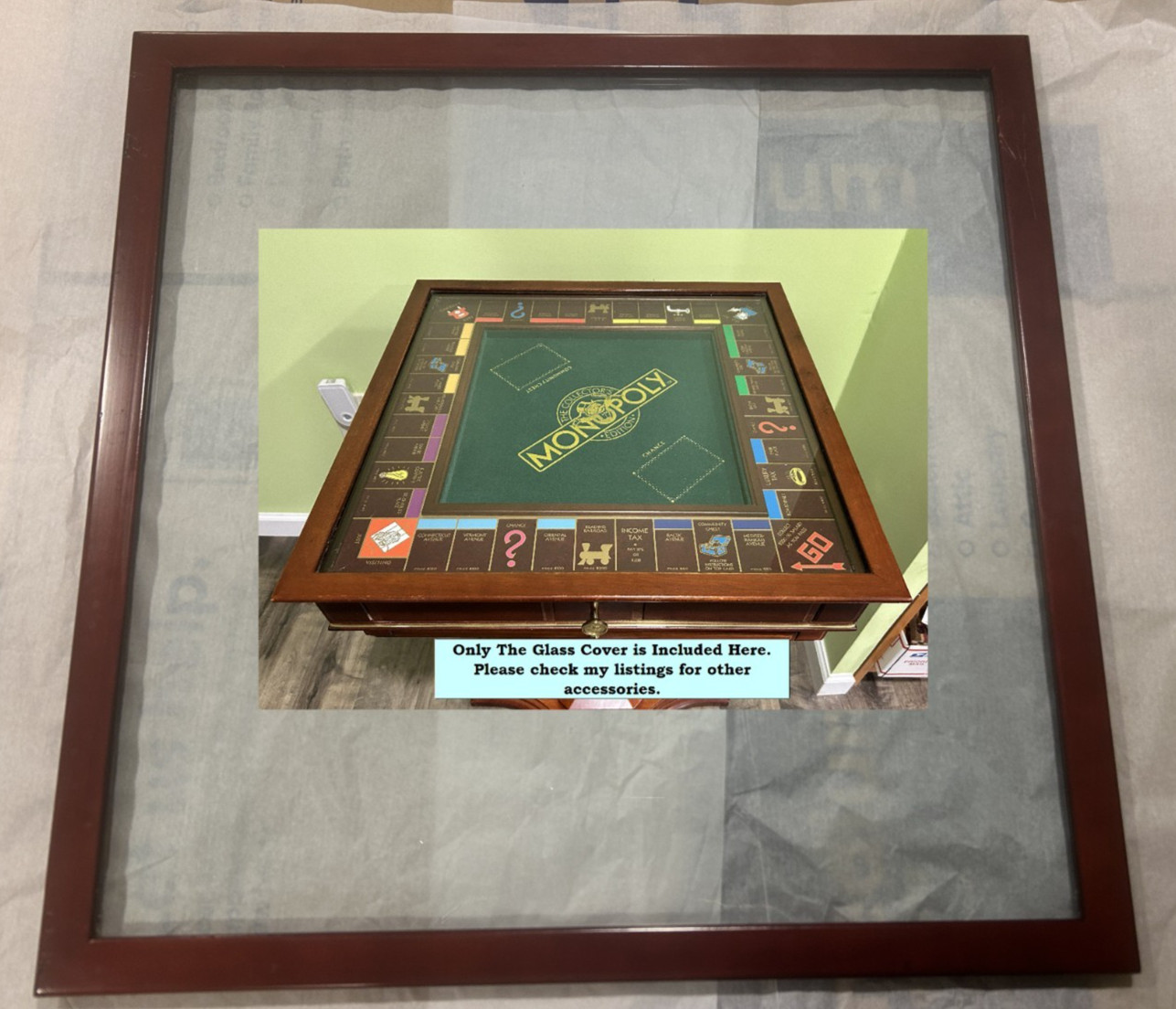 Rare Franklin Mint Monopoly Glass Cover Only - Protect & Showcase Your Treasure