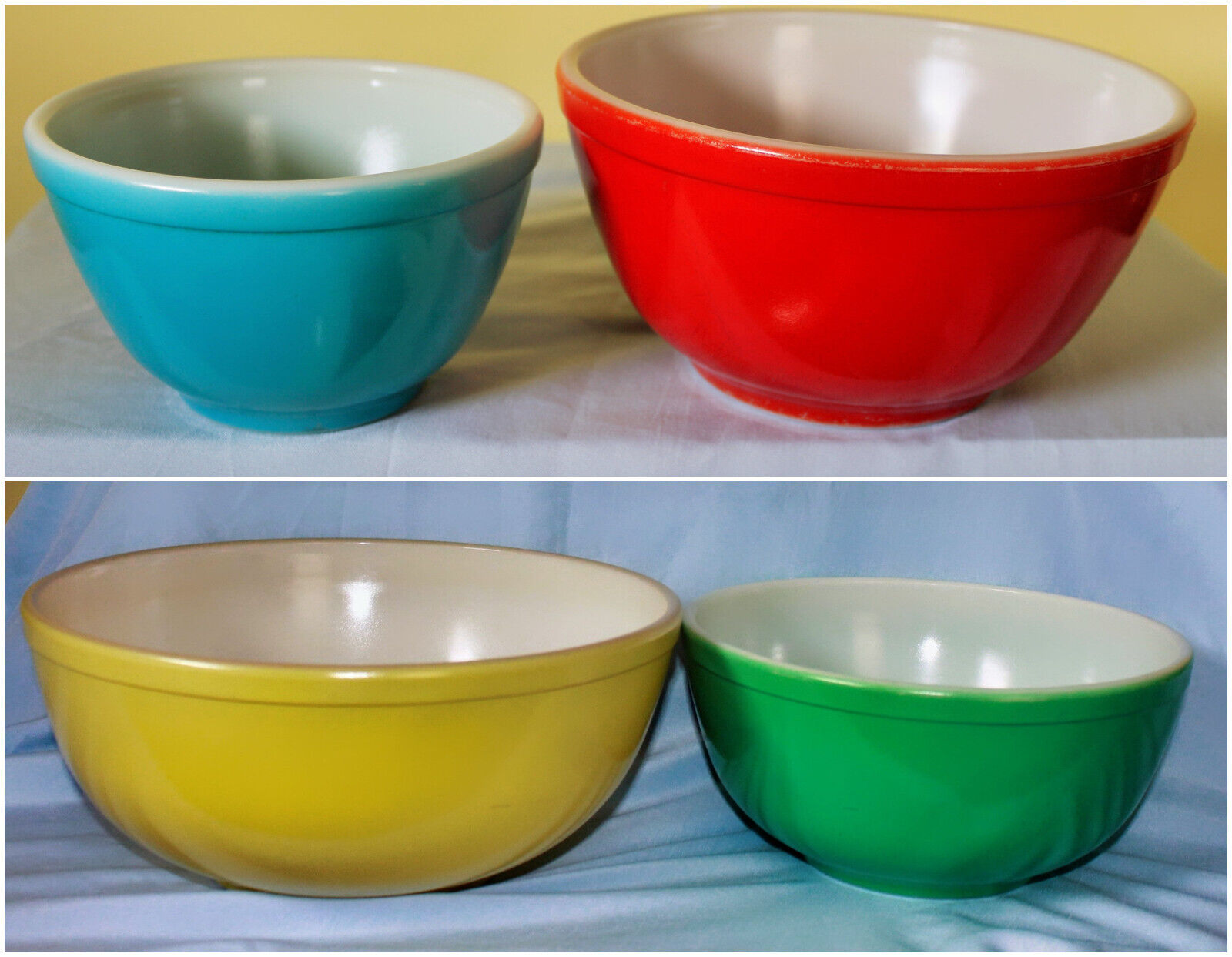 Pyrex Primary mixing nesting bowls Vintage 1940s Original Unnumbered