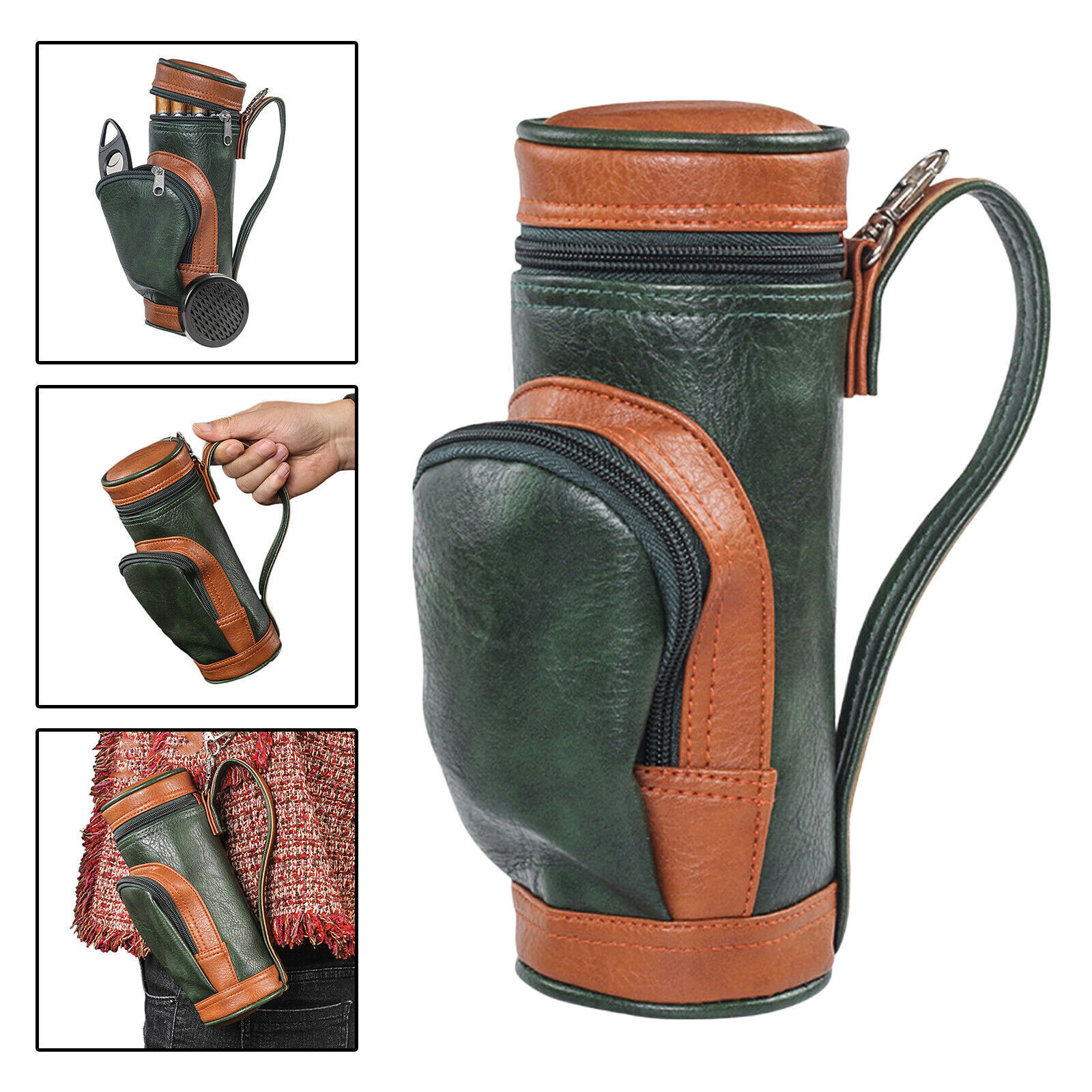 Upgrade Portable Travel Leather Cigar Humidor Case with Pocket  Cigar Humidors