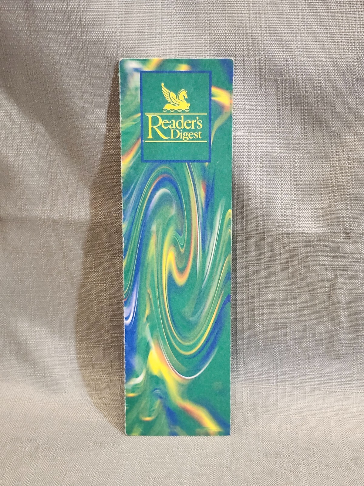 Vintage Reader\'s Digest Swirled Blue Green Yellow Paper Bookmark