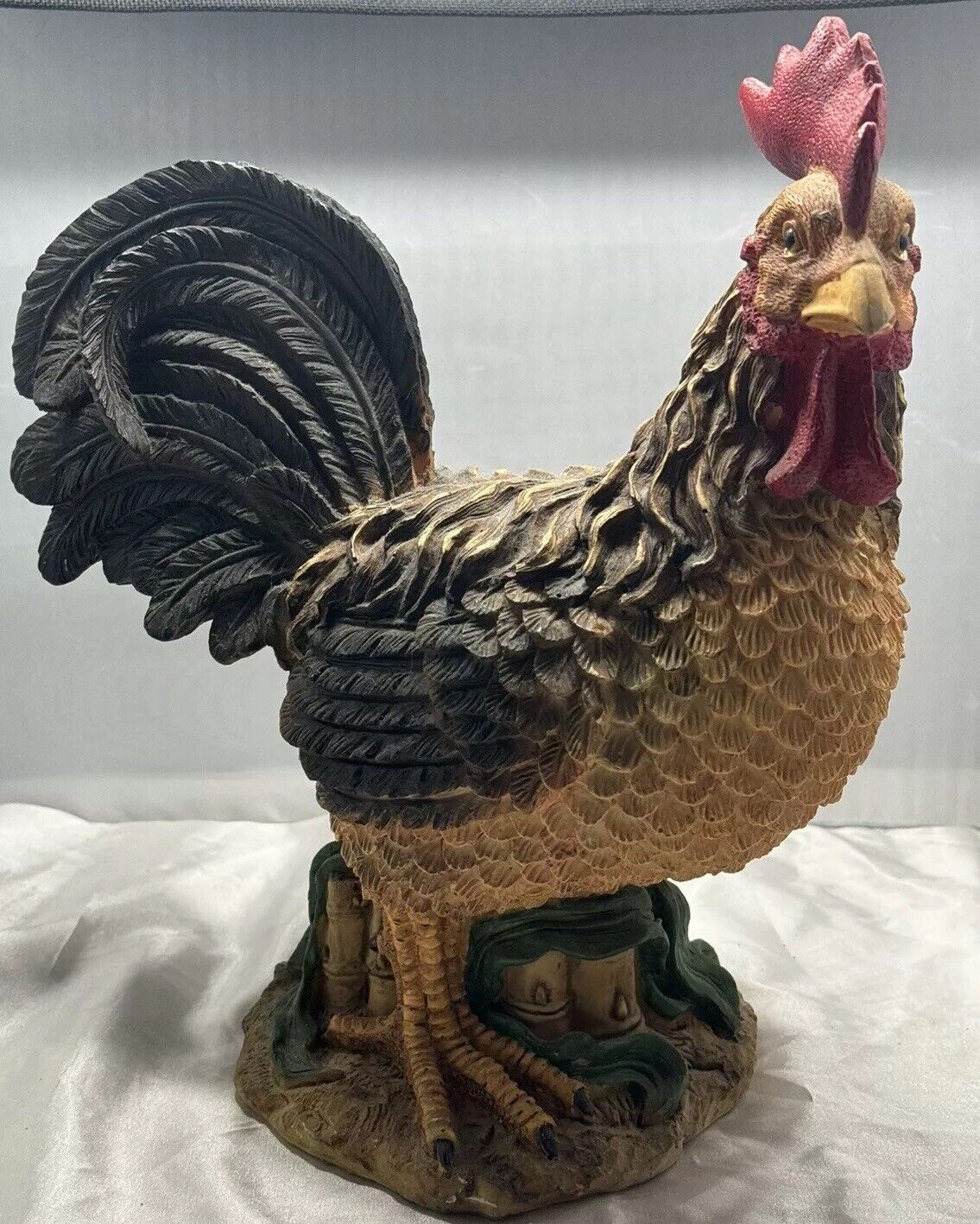 Colorful Rooster Resin Statue 10.5” Figurine Farm Farmhouse Rustic Country Decor