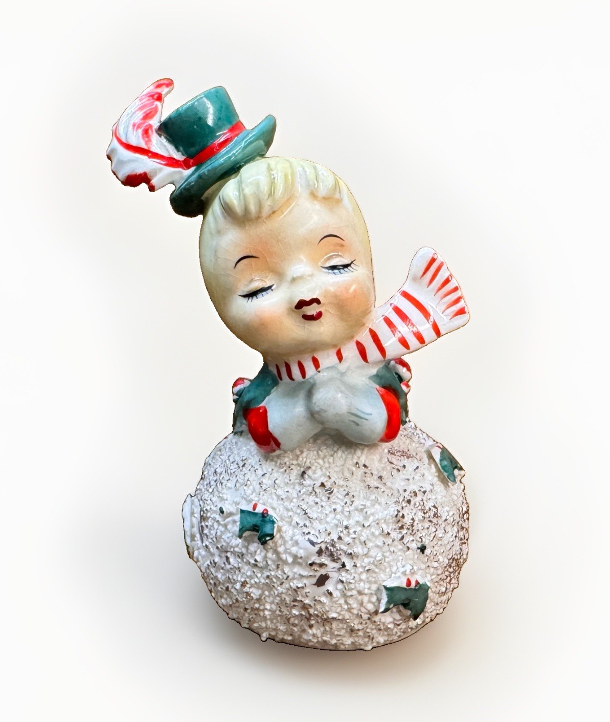 Vintage Geo Z Lefton KISSING GIRL SNOWBALL Christmas Bell Figurine Japan 019 Vintage Geo Z Lefton KISSING GIRL SNOWBALL Christmas Bell Figurine Japan 019