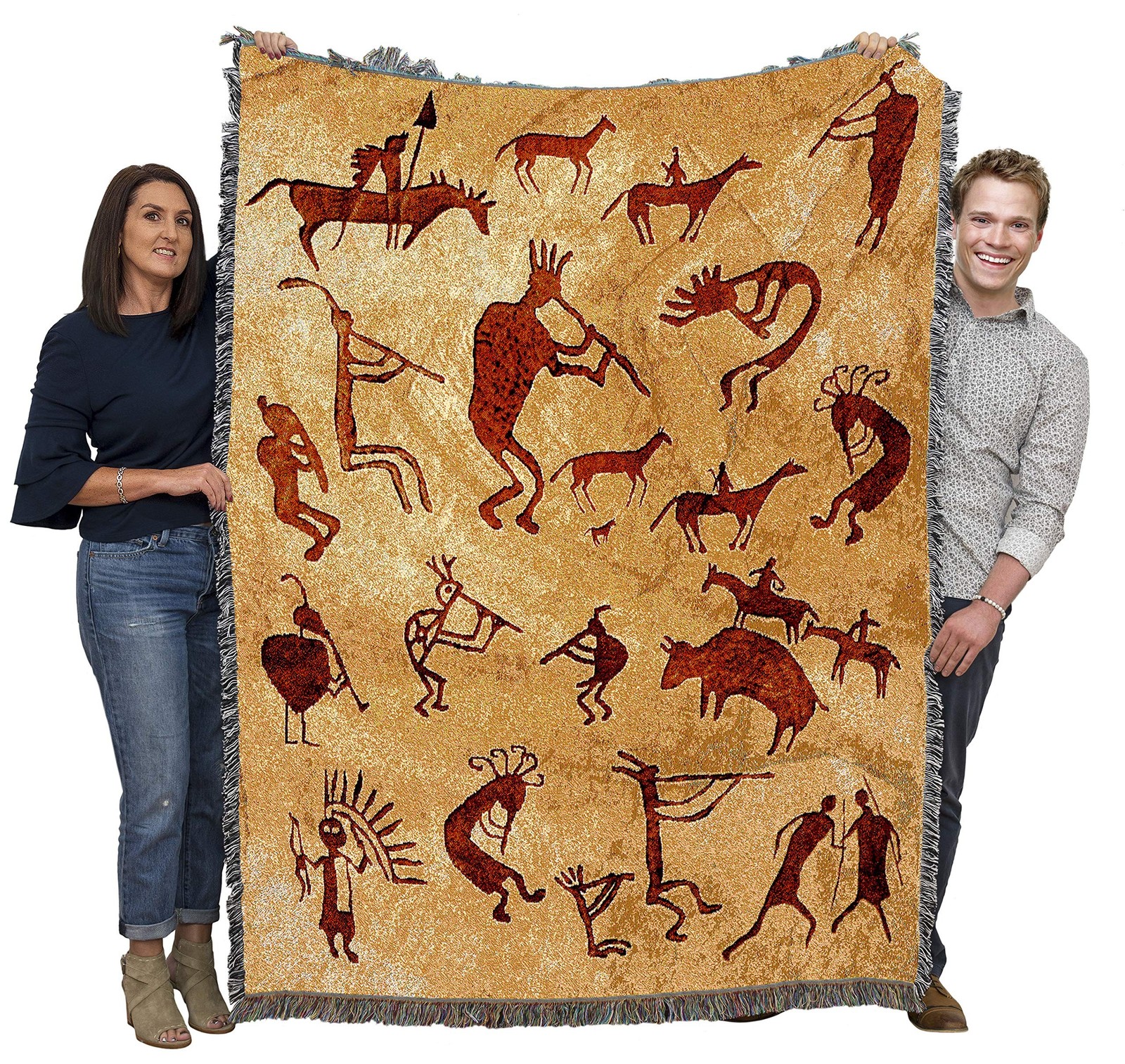 Kokopelli Petroglyphs Blanket - Southwest Cave Rock Art - Gift Tapestry Throw... Kokopelli Petroglyphs Blanket - Southwest Cave Rock Art - Gift Tapestry Throw...