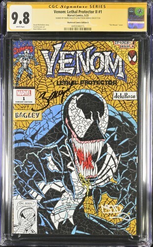 Venom Lethal Protector II #1 2023 Marvel CGC 9.8 SS Signed x2 Shattered Gold 015