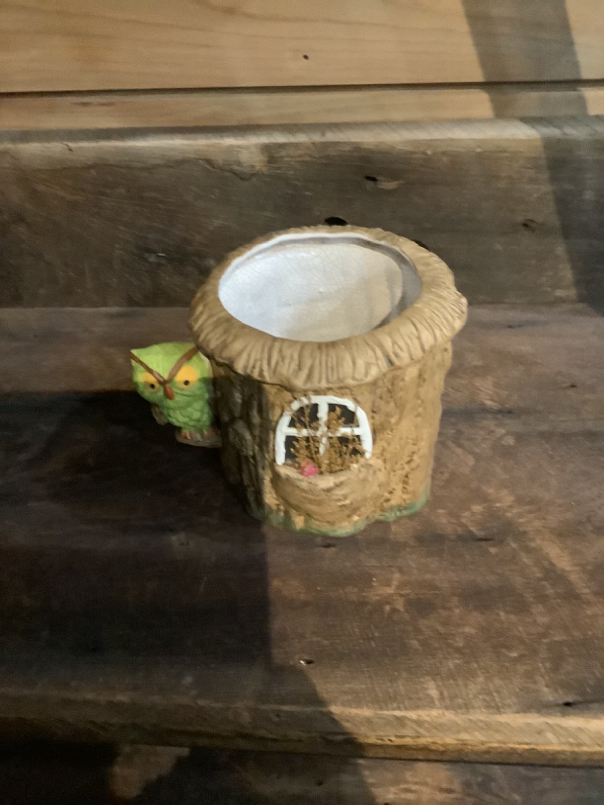 vintage ceramic enesto tree stump planter