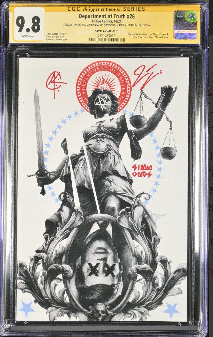 DEPARTMENT OF TRUTH #26 NYCC VARIANT LE 400 3x Signed: Currrey, Simmons, Tynion DEPARTMENT OF TRUTH #26 NYCC VARIANT LE 400 3x Signed: Currrey, Simmons, Tynion