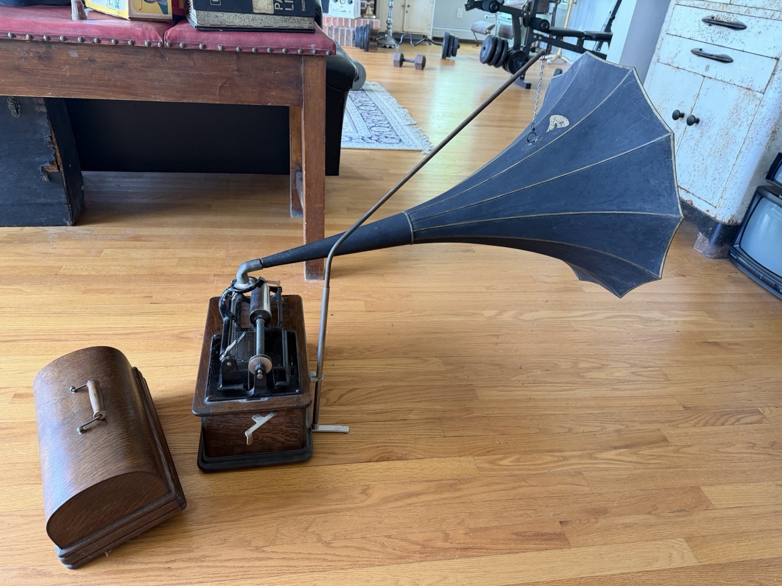 Vtg Antique Edison Amberola Cylinder Phonograph Oak Witch Hat Horn Crank Radio Vtg Antique Edison Amberola Cylinder Phonograph Oak Witch Hat Horn Crank Radio