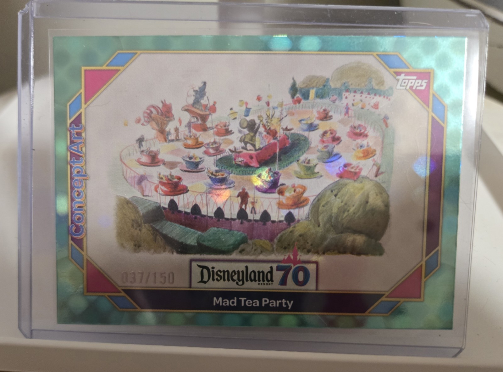 2025 Topps Disneyland 70th Anniversary Concept Art Parallel Mad Tea Party /150