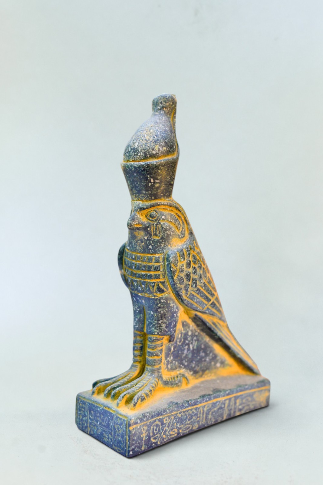 Gorgeous Green Granite Pharaonic Statue of Falcon Bird God Horus Made in Egypt