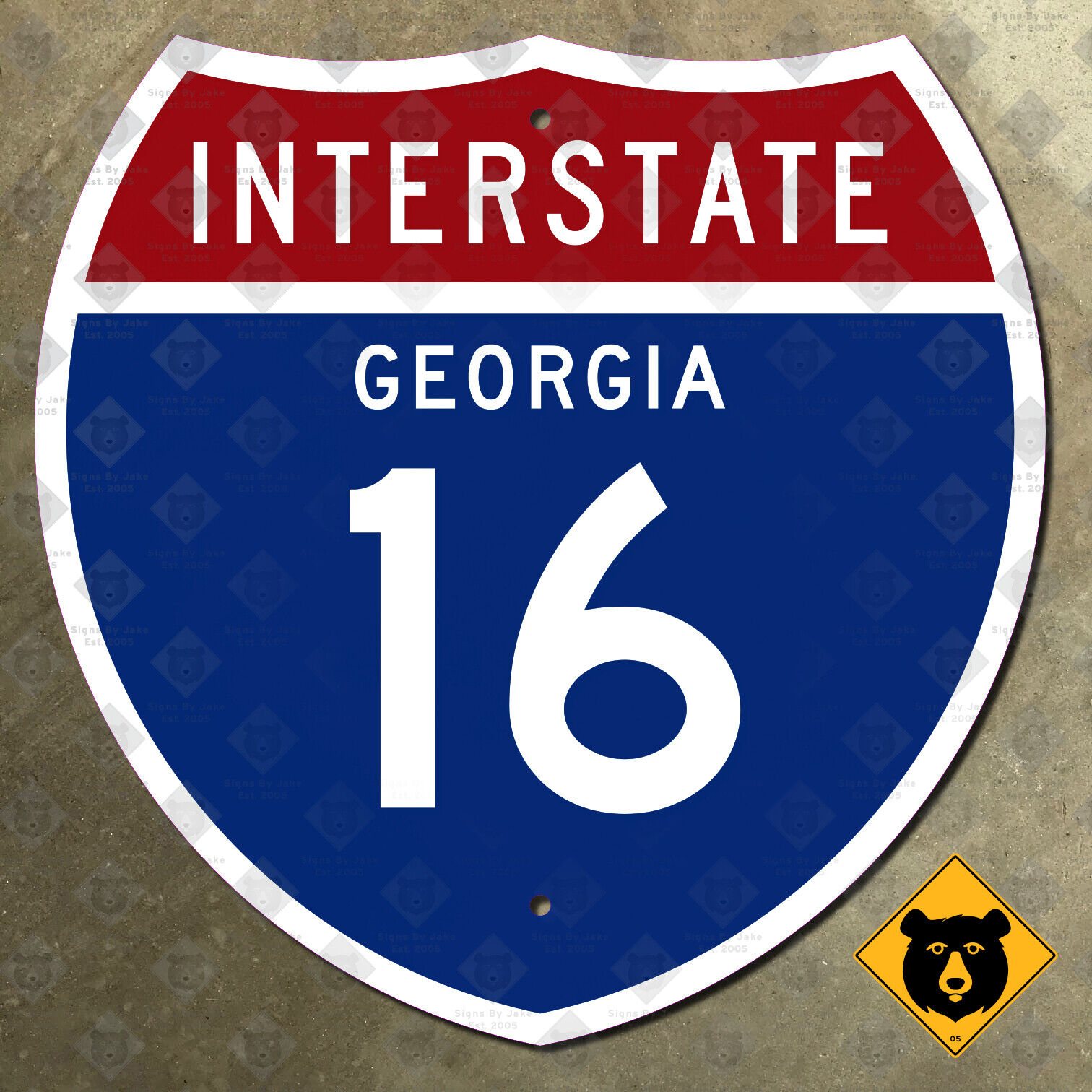 Georgia Interstate 16 route marker highway 1957 road sign Macon Savannah 18x18