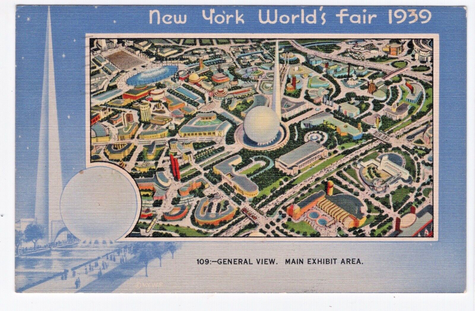 1939 New York World\'s Fair GENERAL VIEW MAIN EXHIBIT AREA 109 Vintage Postcard