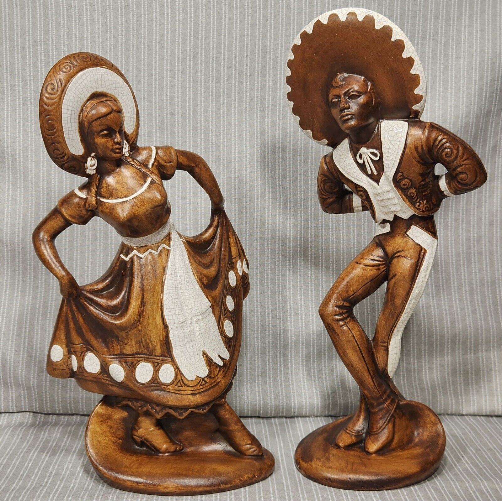 Vintage Ceramic Figurines, Dancing Spanish Senor & Senorita - Treasure Craft