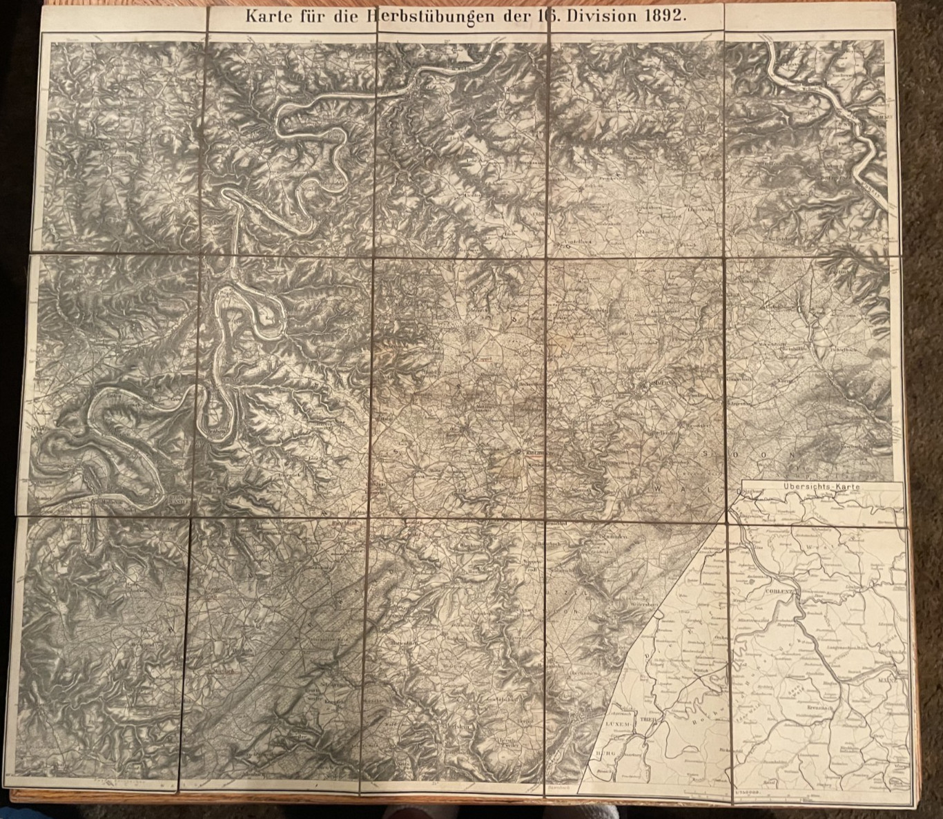 Karte Fur die Herbstubungen der 16. division 1892. Map for the Autumn Maneuvers.