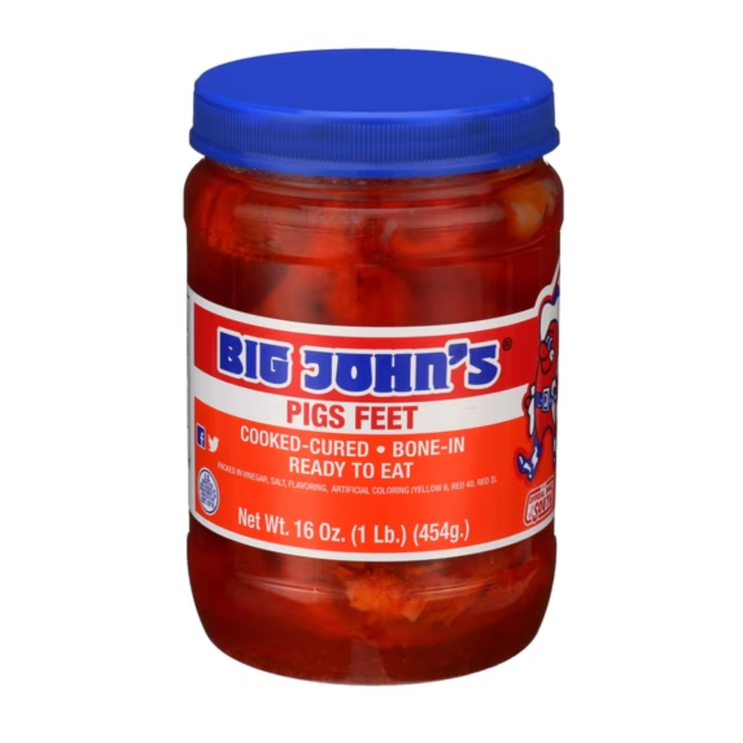 Big John's Pickled Pig feet 16 oz, Convenient Resealable Plastic Jar