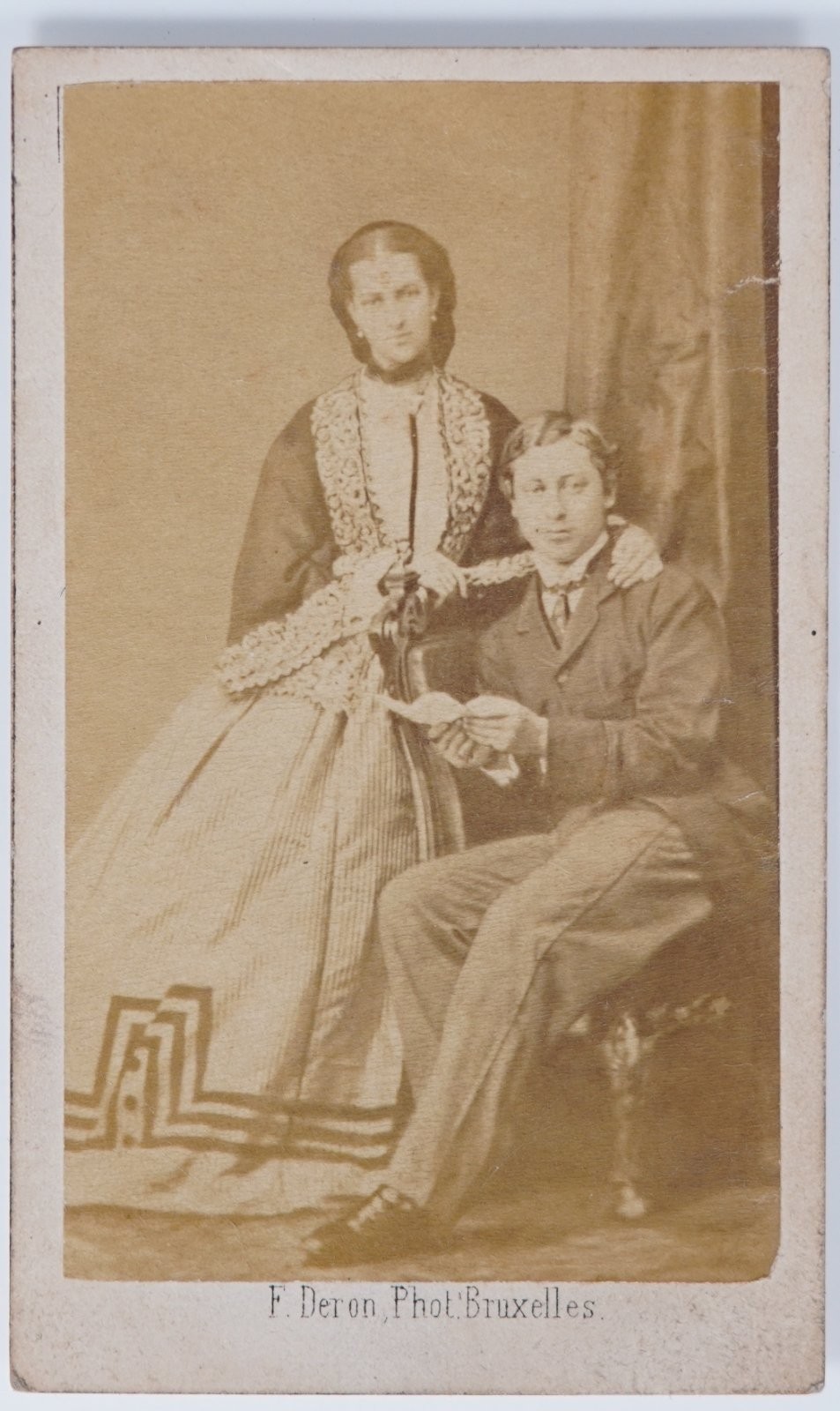 Antique CDV F. Deron King Edward VII & Queen Alexandra Bruxelles