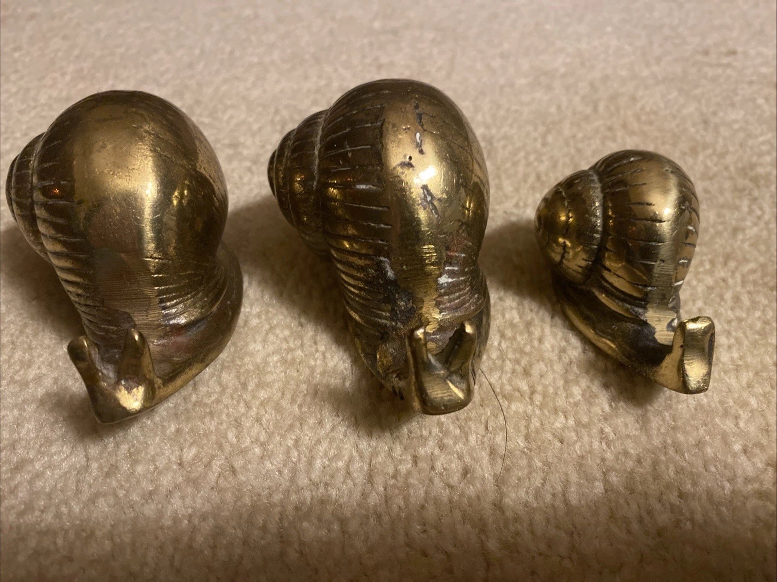 Vintage Eiden Brass Snail Set Set of 3 - Mid Century Made in Korea