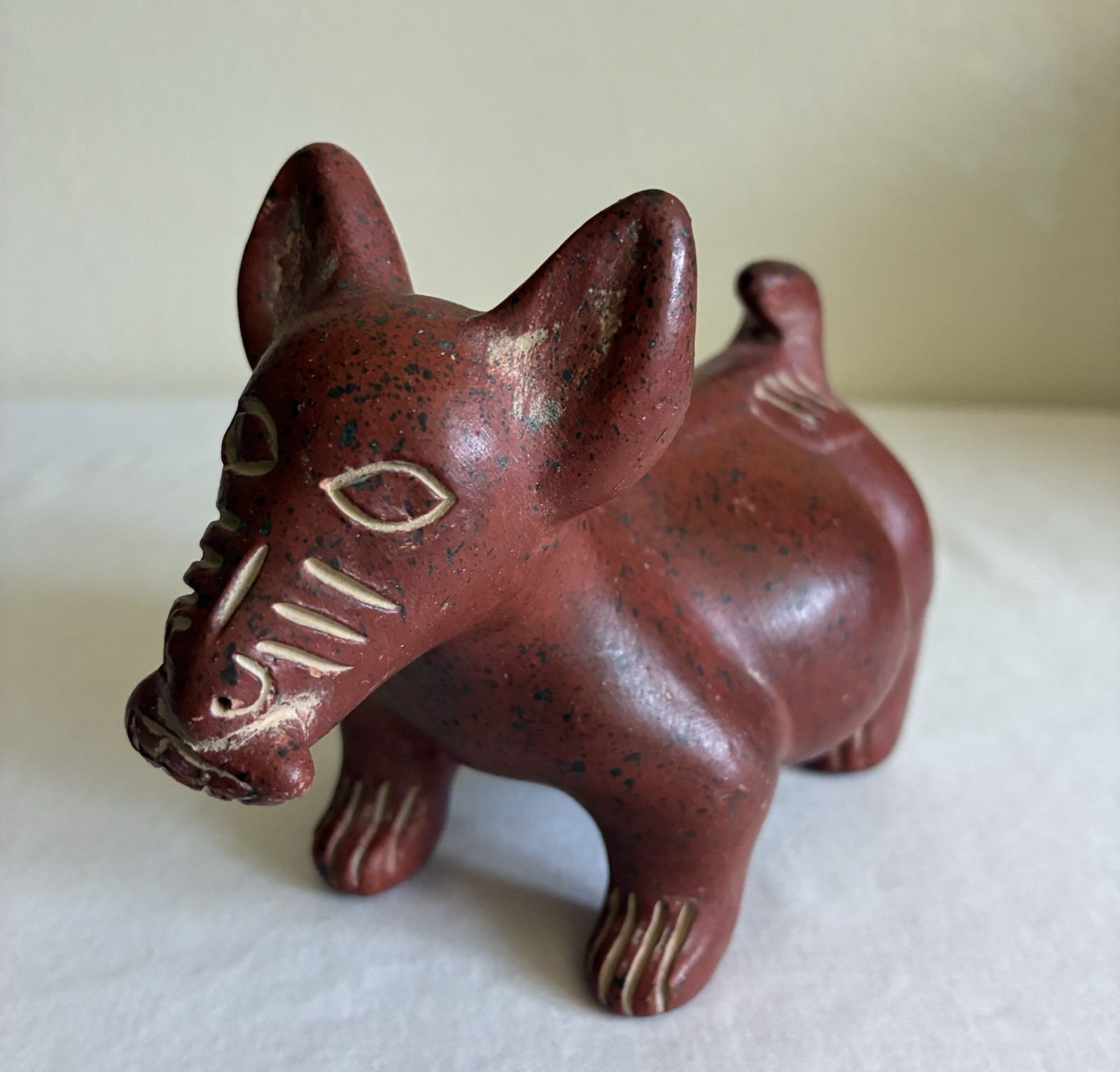 Vintage Clay Terracotta COLIMA Corn DOG Figurine Sculpture Mexico Folk Art Aztec